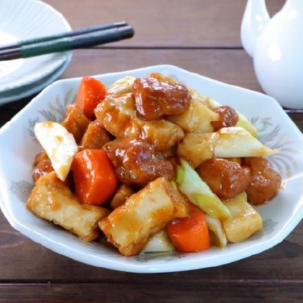 厚揚げと長ねぎの酢豚